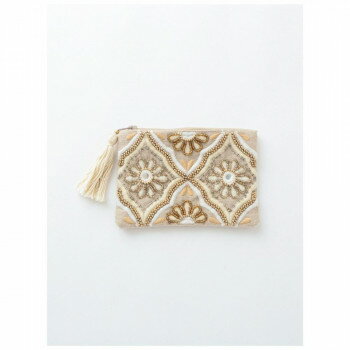 東京かんかん ビーズ刺繍ミニフラットポーチ ベージュ M42-0925BE 鞄 かばん | 関連単語 ビジネスバッ..