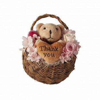 フラワーアレンジ スマイルベア ピンク F-3536