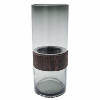 アンティークカラーの木とスモーク色で、ガラスの異素材感がおしゃれになっております。※形、厚み、色の濃淡に多少個体差があります。※吹き込みにより形成される材料の線や小さな気泡は正常な現象です。ご使用には影響ありません。※ガラス瓶が割れたりヒビ...