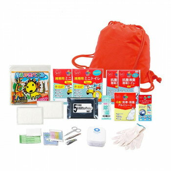 防災用品 小さめde巾着リュック20点セット 250185 子供 高齢者 | 子供用ヘルメット 子供用マスク 幼児..