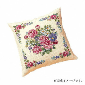 ししゅうキット　クッション　ロマンティックフラワー　5859(ベージュ) 寝具 布団 ベッド 冬用 夏用 | ..