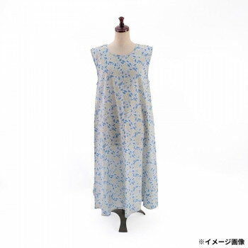 志成販売 ブロックプリント ポーチュラカのルームウェア ワンピース ブルー 305099BL