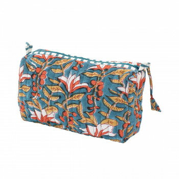 キルトポーチ L カリーノブロックプリント ターコイズ 11725000478 文具 筆記 備品| 関連単語 手帳 カ..