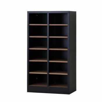 豊國工業 シューズロッカーH960(2列6段) USL-26-MB-NT 本体:マットブラック棚板:ナチュラル