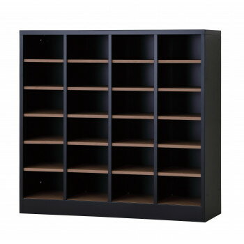 豊國工業 シューズロッカーH960(4列6段) USL-46-MB-NT 本体:マットブラック棚板:ナチュラル