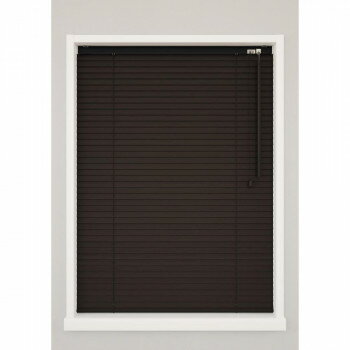 ウッドブラインド ポール右操作(50cm) 25mm幅 幅60cm×高さ109cm マットチョコレートブラウン インテリ..