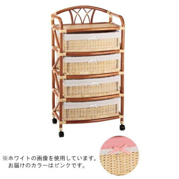 日用品 便利 ユニーク 今枝ラタン 籐 ランドリー キャスター付 ピンク RA-002-4AW