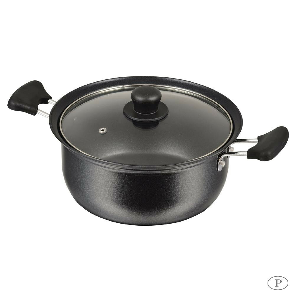 アイデア 便利 グッズ ふっ素加工IH対応ガラス蓋付両手鍋 22cm HB-2874 お得 な全国一律 送料無料