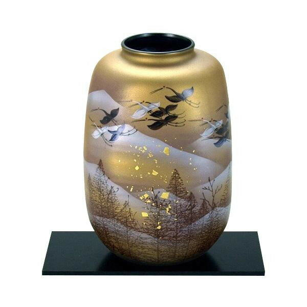 アイデア商品 面白い おすすめ 九谷焼 8号花瓶 金箔鶴木立連山 N169-05 人気 便利な お得な送料無料