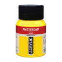 [商品名]AMSTERDAM　アムステルダム　アクリリックカラー500ml　トランスペアレントイエローミディアム272 407358代引き不可商品です。代金引換以外のお支払方法をお選びくださいませ。アクリル樹脂の高い透明度によって色鮮やかに発色する乾燥の早い絵具で、使いやすさも抜群です!サイズ蓋部Φ7×底部Φ8.5×13.5cm個装サイズ：7×9×14cm重量650g個装重量：650g素材・材質顔料、アクリルエマルション生産国オランダ※入荷状況により、発送日が遅れる場合がございます。大作用アクリル絵具です。・顔料は合成顔料が使用されています。・補助剤として分散剤、湿潤剤、増粘剤、pH調整剤、消泡剤、防腐・防カビ剤、凍結安定剤などが添加されています。■アクリル絵具の特長・水で薄めることができ、乾くと耐水性になります。・短い時間で乾燥します。(約1〜2時間)・柔軟性のある丈夫な塗膜をつくります。・接着力が強く、多様な素材に彩色できます。(ガラス、陶器、ナイロン、ポリエチレン、ポリプロピレン、軟質塩化ビニールなど一部の素材を除く)・耐酸性、耐アルカリ性、耐光性に優れ、変色・変質を起こしにくい絵具です。■アクリル絵具の注意点・絵具に含まれる水分が蒸発するため、乾燥後は体積が減少します。・乾燥すると若干色が変わります。アクリル樹脂エマルションは乳白色ですが、水分が蒸発すると透明になるため、色が深みを増して暗く見えます。・乾燥が早く、また乾燥後は水に再溶解しないため修正が困難です。・10度以下の低温では造膜ができず接着力が弱くなるため、冬期屋外での使用には適しません。アクリル樹脂の高い透明度によって色鮮やかに発色する乾燥の早い絵具で、使いやすさも抜群です!fk094igrjs