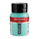 [商品名]AMSTERDAM　アムステルダム　アクリリックカラー500ml　ターコイズグリーン661 489877代引き不可商品です。代金引換以外のお支払方法をお選びくださいませ。アクリル樹脂の高い透明度によって色鮮やかに発色する乾燥の早い絵具で、使いやすさも抜群です!サイズ蓋部Φ7×底部Φ8.5×13.5cm個装サイズ：7×9×14cm重量650g個装重量：650g素材・材質顔料、アクリルエマルション生産国オランダ※入荷状況により、発送日が遅れる場合がございます。大作用アクリル絵具です。・顔料は合成顔料が使用されています。・補助剤として分散剤、湿潤剤、増粘剤、pH調整剤、消泡剤、防腐・防カビ剤、凍結安定剤などが添加されています。■アクリル絵具の特長・水で薄めることができ、乾くと耐水性になります。・短い時間で乾燥します。(約1〜2時間)・柔軟性のある丈夫な塗膜をつくります。・接着力が強く、多様な素材に彩色できます。(ガラス、陶器、ナイロン、ポリエチレン、ポリプロピレン、軟質塩化ビニールなど一部の素材を除く)・耐酸性、耐アルカリ性、耐光性に優れ、変色・変質を起こしにくい絵具です。■アクリル絵具の注意点・絵具に含まれる水分が蒸発するため、乾燥後は体積が減少します。・乾燥すると若干色が変わります。アクリル樹脂エマルションは乳白色ですが、水分が蒸発すると透明になるため、色が深みを増して暗く見えます。・乾燥が早く、また乾燥後は水に再溶解しないため修正が困難です。・10度以下の低温では造膜ができず接着力が弱くなるため、冬期屋外での使用には適しません。アクリル樹脂の高い透明度によって色鮮やかに発色する乾燥の早い絵具で、使いやすさも抜群です!fk094igrjs