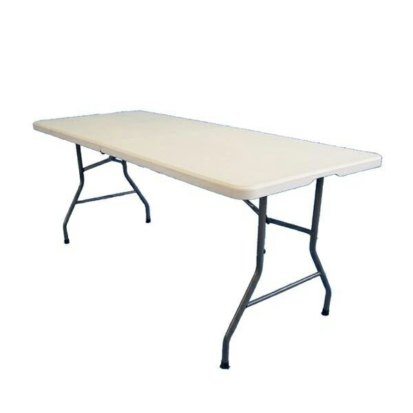 いろいろ置けて作業の効率が上がる幅約180cmのテーブル。折りたたみ式なので収納場所を取らず、使いたいときだけパッと広げて使えます♪ 製造国:中国 素材・材質:天板:ポリエチレン脚:スチール(粉体塗装)