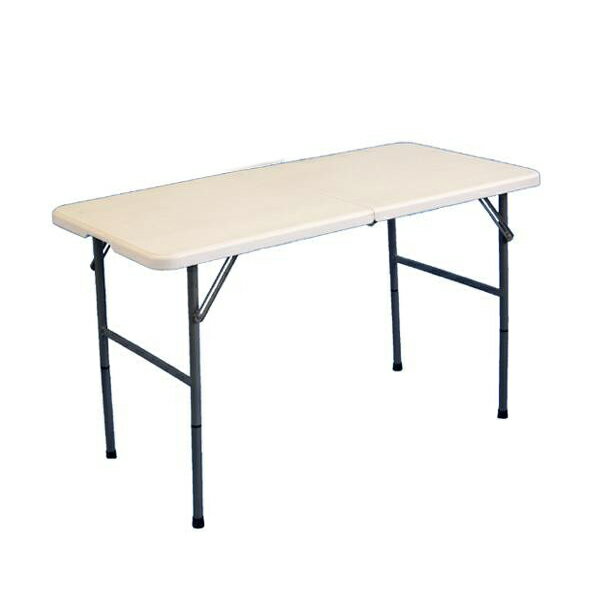 いろいろ置けて作業の効率が上がる幅約120cmのテーブル。折りたたみ式なので収納場所を取らず、使いたいときだけパッと広げて使えます♪ 製造国:中国 素材・材質:天板:ポリエチレン脚:スチール(粉体塗装)