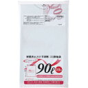 ジャパックス 容量表示入ポリ袋90L ピンクリボン 白半透明 10枚×30冊 TSP90(3)