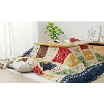 こたつ布団 上掛けカバー 正方形 撥水加工 ギャッベ柄 約195×195cm ネイビー 5557369オススメ 送料無料 生活 雑貨 通販