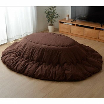 【送料無料】日用品 先染め 厚掛けこたつ布団 だ円 つむぎ調 約185×225cm ブラウン 9845736 オススメ 新 生活 応援
