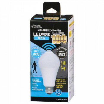 照明関連 OHM LED電球 E26 100形相当 人感明暗センサー付 昼光色 LDA14D-G R51 オススメ 送料無料