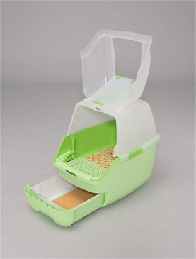 トイレ用品 ネコ用トイレ ペット用品 楽ちん猫トイレ フード付きセット カラー:オレンジ