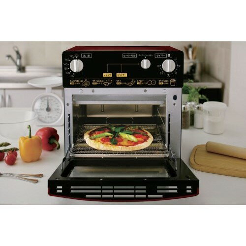 ノンフライオーブン フライヤー オーブン トースター が合体した新しい 調理器具 人気商品 ノンフライ熱風オーブン レッド