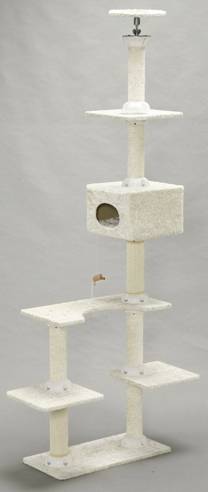 ネコ 遊び場 オモチャ タワー 上下運動ができる4段タイプ！ホワイト
