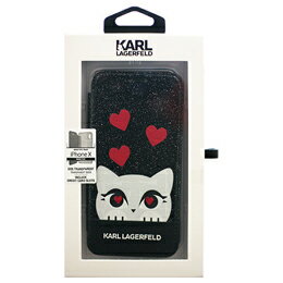 iPhoneX専用 グリッター手帳型ケース Booktype Case - Choupette Valentine - Glitter - Black iPhone X KLFLBKPXVDCBKお得 な 送料無料 人気 トレンド 雑貨 おしゃれ