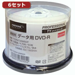 ドライブ関連 6セットHI DISC DVD-R(データ用)高品質 50枚入 TYDR47JNW50PX6