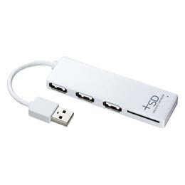 SDカードリーダー付きUSB2.0ハブ(ホワイト)