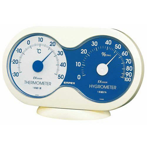 [商品名]温度・湿度計 アキュート 温度・湿度計 卓上用 TM-2786 オフホワイト×ブルー 代引き不可商品です。代金引換以外のお支払方法をお選びくださいませ。技術が生んだ高精度EXセンサ。快適な生活は正確な温度・温度計技術が生んだ高精度...