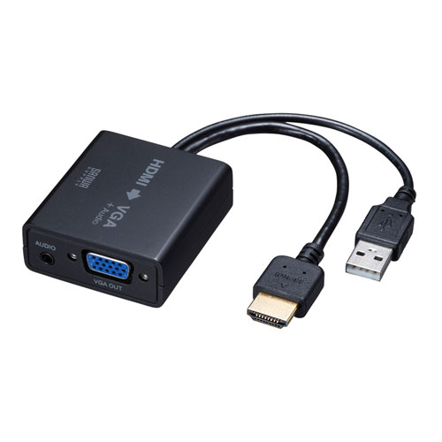 HDMI信号をミニD-sub15pinアナログ信号(VGA)とアナログ音声に変換できるケーブル一体型変換コンバーター HDMI信号をミニD-sub15pinアナログ信号(VGA)に変換するコンバーターです パソコンやHDDレコーダーなどのHDMI …