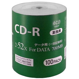 パソコン関連 磁気研究所 業務用CD-R 700MB 100枚エコパック データ用 2-52倍速対 ワイドプリンタブル対 応詰め替え用エコパック CR80GP100_BULK おすすめ 送料無料