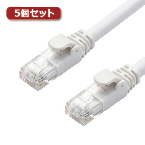 便利グッズ アイディアグッズ商品 5個セットLANケーブル/CAT6A/スタンダード/7m/ホワイト LD-GPA/WH7X5 好評