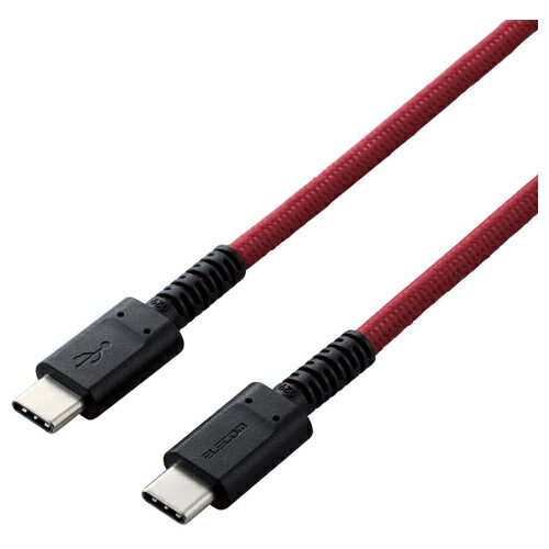 [商品名]エレコム スマホ・タブレット用USBケーブル/USB(C-C)/高耐久/Power Delivery対応/認証品/1.2m/レッド MPA-CCS12PNRD代引き不可商品です。代金引換以外のお支払方法をお選びくださいませ。断線に強い高耐久モデル。PowerDelivery(最大60W)に対応し、スマートフォン・タブレットを超高速充電!USB Type-C端子を搭載した機器同士の接続ができるUSB2.0ケーブル。USB Type-Cを搭載しているパソコン及び充電器、モバイルバッテリーなどに、USB Type-Cを搭載しているスマートフォンやタブレットを接続し、充電やデータ転送ができるUSB2.0ケーブルです。USB2.0の規格である「Certified Hi-Speed USB(USB2.0)」の正規認証品です。新規格のUSB Type-Cコネクタは、ウラ、オモテに関係なくケーブルを挿し込めます。USB PD(PowerDelivery)に対応し、最大60W(20V/3A)の大電流を送電可能です。※ご使用になるパソコンやAC充電器などの性能によって、供給される電流値が異なります。最大480Mbpsの高速データ転送が可能です。難燃性の素材を使用し、安全性を高めています。3種類の新設計を採用し、特に断線しやすいコネクタの付け根部分の耐久力を高めた高耐久タイプです。内部配線の密度を高めた高密度配線構造で、屈曲に対する耐久力を強化しています。外皮にはナイロンメッシュケーブルを使用し、ケーブル表面のキズを防止します。通常よりブッシュを長くするロングブッシュ構造で、プラグ部分にかかる負担を軽減します。サビなどに強く信号劣化を抑える金メッキピンを採用しています。EUの「RoHS指令(電気・電子機器に対する特定有害物質の使用制限)」に準拠(10物質)した、環境にやさしい製品です。ゴミを減らせて開梱作業もスムーズな環境配慮パッケージ製品です。●コネクタ形状:USB Type-Cオス-USB Type-Cオス●対応機種:USB Type-C端子を持つパソコン・充電器・モバイルバッテリーおよび、USB Type-C端子を持つスマートフォン・タブレットなど●ケーブル長:1.2m ※コネクタ含まず●ケーブル太さ:3.8mm●規格:USB2.0規格正規認証品●対応転送速度:最大480Mbps ※理論値●パワーデリバリー対応:○●プラグメッキ仕様:金メッキピン●シールド方法:2重シールド●カラー:レッド●パッケージ形態:ブリスター※入荷状況により、発送日が遅れる場合がございます。電池1本おまけつき（商品とは関係ありません）
