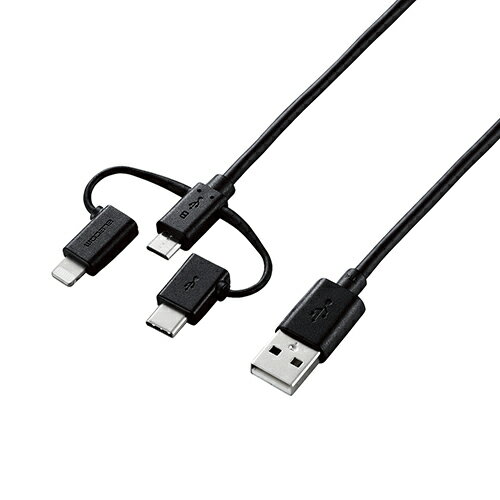 雑貨 5個セット スマートフォン用USBケーブル/3in1/microUSB+Type-C+Lightning/1.2m/ブラック MPA-AMBLCAD12BKX5 な 送料無料 人気
