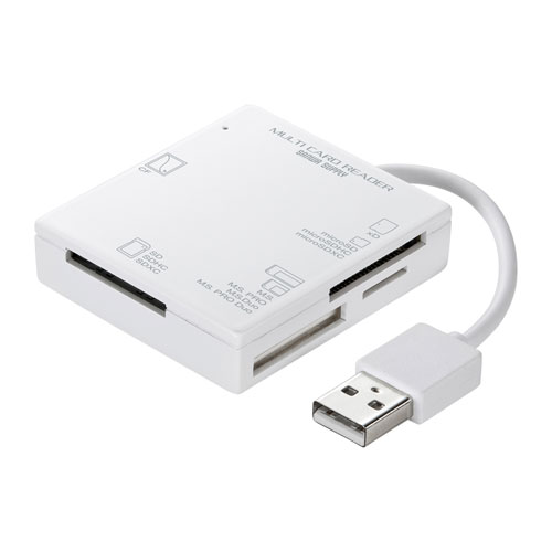 [商品名]【5個セット】 サンワサプライ USB2.0 カードリーダー 4スロット ホワイト ADR-ML15WNX5代引き不可商品です。代金引換以外のお支払方法をお選びくださいませ。ケーブルが固定できて持ち運びに便利なカードリーダー●ケー...