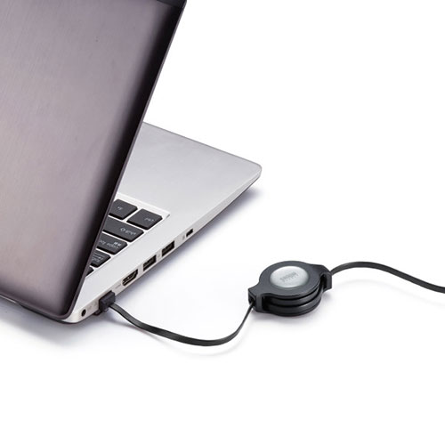 アイデア 便利 グッズ 【5個セット】 サンワサプライ 自動巻取りLANケーブル カテゴリ5e ブラック KB-MK15BKNX5 お得 な全国一律 送料無料