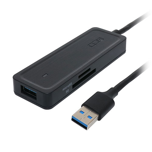 [商品名]ミヨシ USB3.2 Gen2ハブ Aタイプ ブラック USH-10G2A/BK代引き不可商品です。代金引換以外のお支払方法をお選びくださいませ。USB Aポートひとつで4台のUSB機器とSD・microSDカードが使用可能高速データ伝送が可能な10Gbps対応・USBハブ×カードリーダーの2in1タイプUSB Aポート搭載のPCで4台のUSB機器とSDカードまたはmicroSDカードが使用できるようになるUSBハブです。Windows、Mac、ChromeOSにてお使いいただけます。・超高速伝送10Gbps対応最大10Gbpsの超高速データ転送が可能です。(USB2.0の約20倍の速さ)大容量ポータブルSSDなどへの使用に最適です。※最大転送速度10Gbpsは理論値になります。※USB3.2 Gen2はUSBハブの仕様になります。カードリーダー機能はUSB2.0で動作します。※PC側がUSB3.2 Gen2に対応している必要があります。・USB3.2 Gen2対応USBハブを4ポート搭載4つのUSB Aポートで合計4台のUSB機器を接続することができます。USB3.2Gen2(USB3.1 Gen2)対応でUSB Aポート搭載パソコンに超高速データ転送できます。・USB2.0対応カードリーダーSDカードスロットとmicroSDカードスロットを搭載しており、カードリーダーとしても使用可能です。※カードリーダーはUSB2.0で動作します。規格:USBハブ:USB3.2 Gen2(USB3.1 Gen2)準拠カードリーダー:USB2.0準拠転送速度:USBハブ:最大10Gbpsカードリーダー:最大480Mbps　※理論値電源:バスパワーUSB端子供給電力:最大900mA重量:約62gケーブル長:約1mサイズ:約W96×D33×H12mm(ケーブル除く)対応機種:USB Aポートを搭載したWindows搭載PC、Apple Macシリーズ、Chromebook対応OS:Windows11/10、Mac OS10.13以降、Chrome OS対応メディア:SDカード(512MB〜2GB)、SDHCカード(4GB〜32GB)、SDXCカード(64GB〜512GB)microSDカード(512MB〜2GB)、microSDHCカード(4GB〜32GB)、microSDXCカード(64GB〜512GB)保証期間:お買上げ日より6ヶ月(取扱説明書兼保証書同梱)生産国:中国※入荷状況により、発送日が遅れる場合がございます。