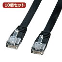 情報 周辺 機器 パーツ ケース スタンド アクセサリー 部品 マウス パット WEB デジタル関連 | 10個セットサンワサプライ UTPエンハンスドカテゴリ5より線フラットケーブル ブラック 3m LA-FL5-03KX10(2)