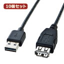 10個セット サンワサプライ 両面挿せるUSB延長ケーブル(A-Aメス) KU-REN1 KU-REN1X10 | パソコン 周辺機器 関連:コンセント 充電器 延長 タイプ メモリー アダプタ ハブ 容量 ケーブル 充電 変換 type usbメモリ(2)
