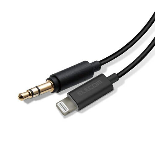 エレコム AUXケーブル Lightning-φ3.5オス スリムデザイン 1.0m ブラック AX-L35D10BK | ケーブル 関連単語 HDMI VGA インターフェース ディスプレイ パソコン DVD アナログ デジタル usb PC 周辺機器 アクセサリー 転送 信号 DVI 変換 ケーブル
