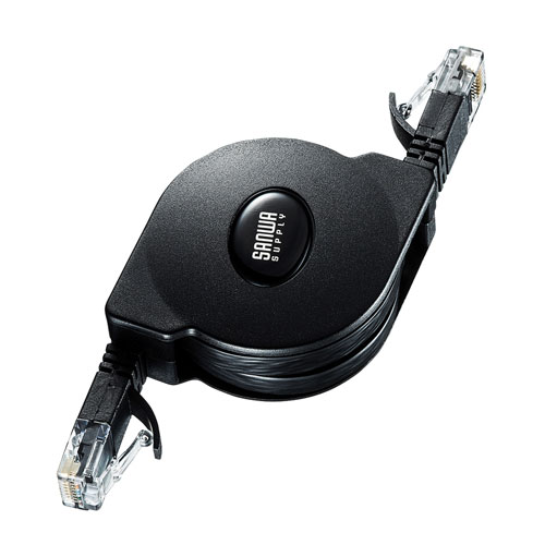 サンワサプライ 自動巻取りLANケーブル KB-MK19BK | ケーブル 関連単語 デジタル usb PC 周辺機器 アクセサリー 転送 信号 DVI 変換 ケーブル HDMI VGA インターフェース ディスプレイ パソコン DVD アナログ