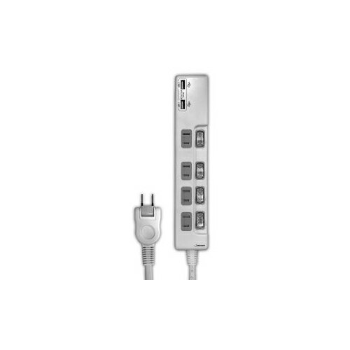 HIDISC USB 2ポート付 節電タップ(独立スイッチ付) 4個口+2USBポート HDUTC4U2WH