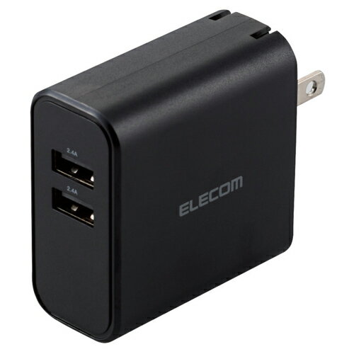 エレコム スマートフォン・タブレット用AC充電器/4.8A出力/USB-Aメス2ポート/おまかせ充電搭載/ブラック MPA-ACU05BK | パソコン 周辺機器 関連:コンセント 充電器 延長 タイプ メモリー アダプタ ハブ 容量 ケーブル 充電 変換 type usbメモリ