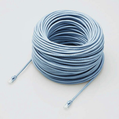 エレコム LANケーブル/CAT6A対応/EU RoHS指令準拠/ツメ折れ防止カバー/簡易パッケージ仕様/70m/単線/ブ..