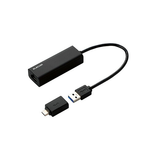 創造生活館のLAN デジタル パット 情報 スタンド ケース ルーター 周辺 スマホ パーツ アクセサリー デジタル関連 | エレコム 有線LANアダプタ 2.5G対応 Type-C変換アダプタ付 ブラック EDC-QUA3C-B|詳細画像