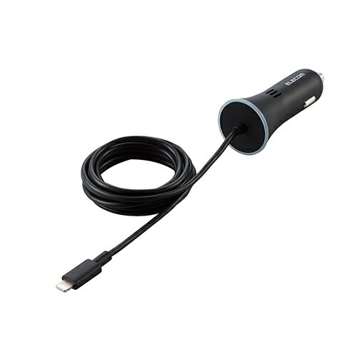 エレコム カーチャージャー/Lightning/PD準拠/ストレートタイプ/1.5m/18W/インジケーター搭載/ブラック MPA-CCLPD01BK 関連:(...