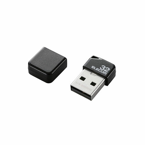 スタンド アクセサリー 部品 マウス パット WEB LAN ルーター パソコン スマートフォン スマホ デジタル関連 | エレコム USBメモリ USB2.0 小型 キャップ付 32GB ブラック MF-SU2B32GBK