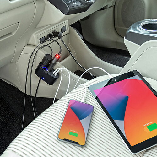 サンワサプライ USBチャージャー付2連ソケット(2ポート・4.8A) CAR-CHR78CUN | パソコン 周辺機器 関連：コンセント 充電器 延長 タイプ メモリー アダプタ ハブ 容量 ケーブル 充電 変換 type usbメモリ