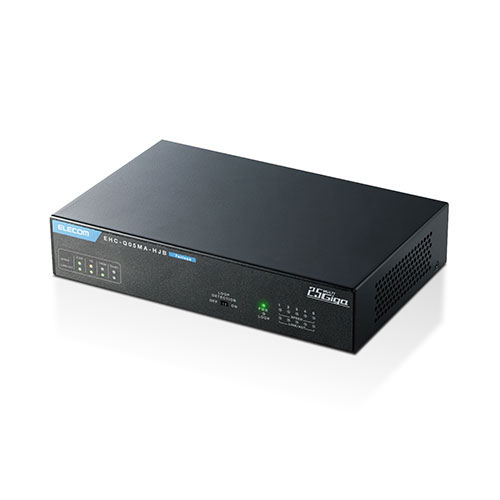 エレコム スイッチングハブ 2.5 ギガビット対応 5ポート 金属筐体 ACアダプタ電源外付け 省電力 ブラック EHC-Q05MA-HJB | コンセント 電源 プラグ 関連単語 ボックス キャップ プレート コード ケーブル おしゃれ タワー カバー タップ タイマー usb