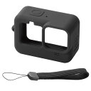 エレコム GoPro HERO9 Black用 シリコンケース ハンドストラップ付き アクションカメラ ゴープロ9 ブラック AC-GP9BSSCBK | カメ...