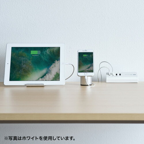 サンワサプライ クランプ式USB充電器(USB4ポート・ブラック) ACA-IP50BK | パソコン 機器 関連：type ハブ usbメモリ アダプタ 充電 ケーブル コンセント 変換 延長 充電器 タイプ 容量 メモリー